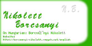 nikolett borcsanyi business card